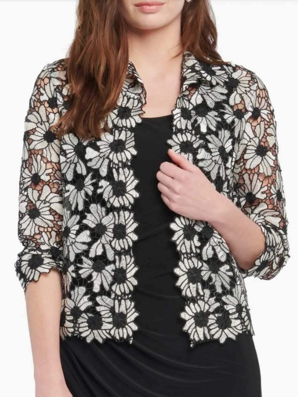NWT Nic + Zoe Cosmos Lace Jacket Womens M Open Sheer Party Cocktail Formal